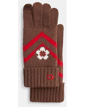 COACH Fair Isle Print Knit Gloves - Black