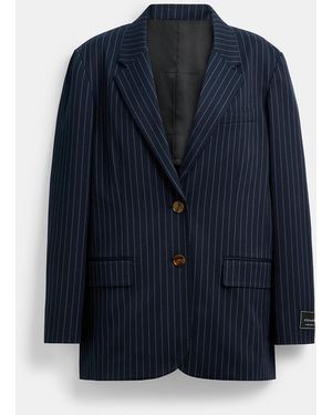 COACH Single Breasted Pinstripe Blazer - Blue