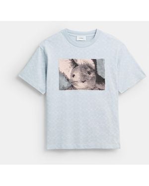 COACH Floppy Signature Relaxed T-Shirt - Blue