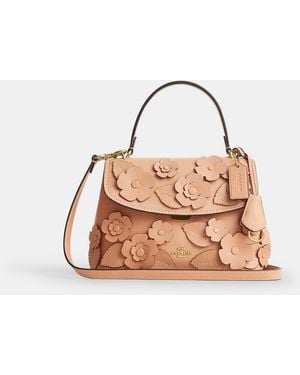 COACH Emory Top Handle Bag With Floral Applique - Brown