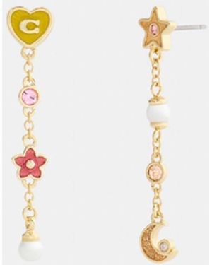 COACH Celestial Stars And Hearts Linear Earrings - Metallic