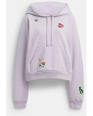 COACH Shrunken Raglan Hoodie With Sticker Patches - Black