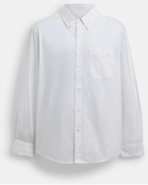 COACH Long Sleeve Button Down Shirt - White