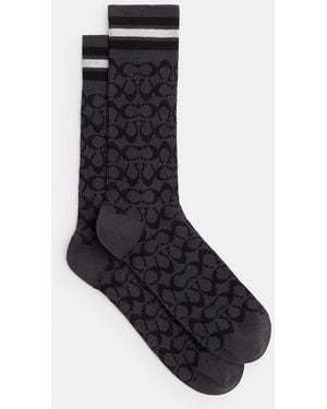 COACH Signature Calf Socks - Black