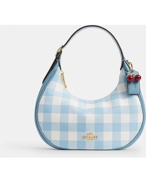 COACH Emily Shoulder Bag With Gingham Print And Charm - Blue