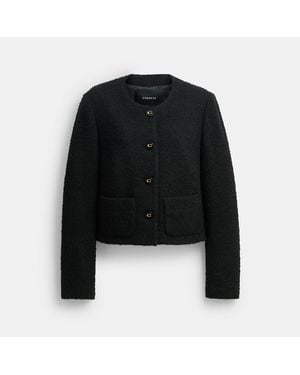 COACH Boucle Cardigan Jacket - Black