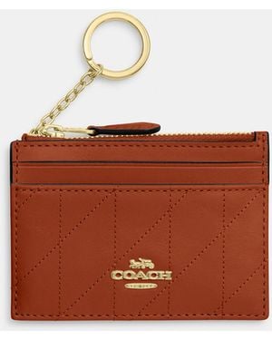 COACH Mini Skinny Id Case With Quilting - Brown