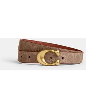 COACH Sculpted C Buckle Reversible Belt, 25Mm - Brown