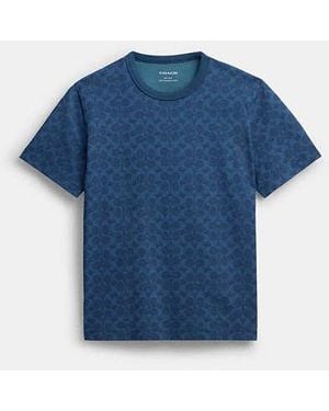 COACH All Over Signature T-shirt In Organic Cotton - Blue