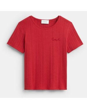 COACH Pointelle T-Shirt - Red