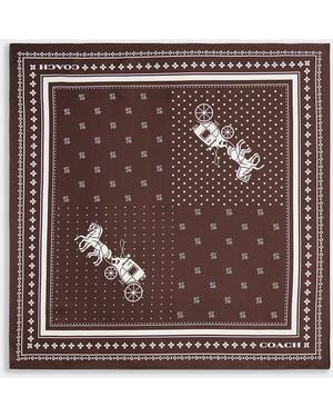 COACH Horse And Carriage Dot Print Silk Bandana - Brown
