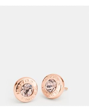 COACH Open Circle Stone Stud Earrings - Black