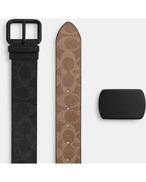 COACH Boxed Roller Buckle Cut-To-Size Reversible Belt, 38Mm - Black