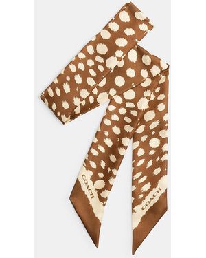 COACH Wild Spots Print Silk Skinny Scarf - Metallic