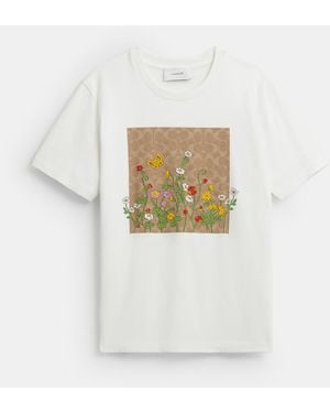 COACH Floral Signature Square Classic T-Shirt - White