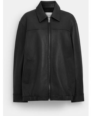 COACH Oversized Leather Jacket - Black