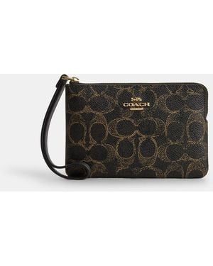 COACH Corner Zip Wristlet - Black