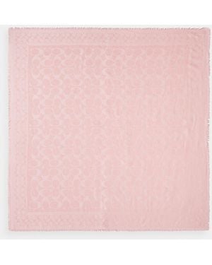 COACH Signature Oversized Square Scarf - Pink