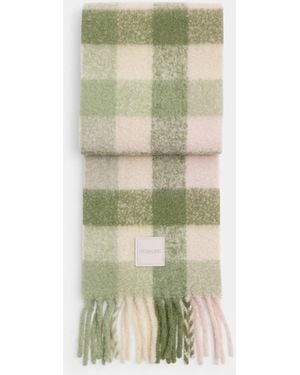 COACH Oversized Plaid Muffler With Rubber Patch - Green