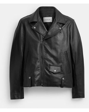 COACH Leather Moto Jacket - Black