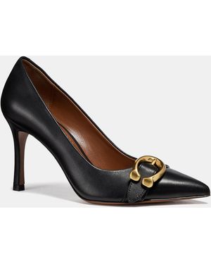 COACH Waverly Signature Buckle Leather Pump - Black
