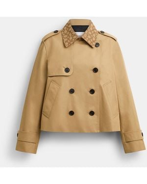 COACH Short Trench Coat With Signature Collar - Natural
