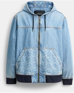 COACH Signature Denim Zip Jacket - Blue
