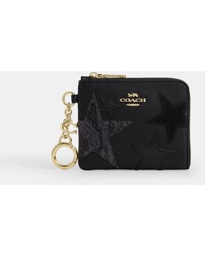 COACH Small Corner Zip Wallet With Star Patchwork - Black