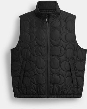 COACH Quilted Signature Puffer Vest - Black