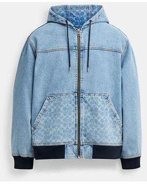 COACH Signature Denim Zip Jacket - Blue