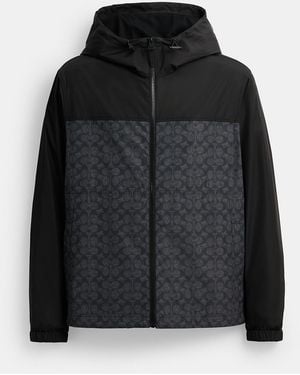 COACH Signature Full Zip Windbreaker - Black