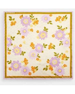 COACH Signature Floral Print Silk Bandana - Black