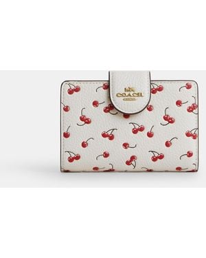 COACH Medium Corner Zip Wallet With Cherry Print - Pink