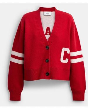 COACH Horse And Carriage Cropped Cardigan - Red
