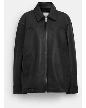 COACH Oversized Leather Jacket - Black