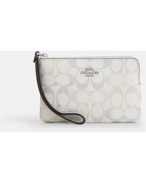 COACH Corner Zip Wristlet - White