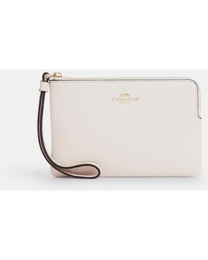 COACH Corner Zip Wristlet - White