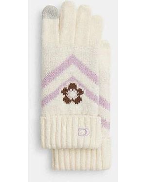 COACH Fair Isle Print Knit Gloves - Black