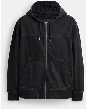COACH Signature Denim Zip Jacket - Black