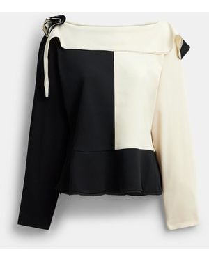 COACH Long Sleeve Cut Off Top - Black