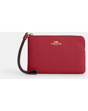 COACH Corner Zip Wristlet - Red