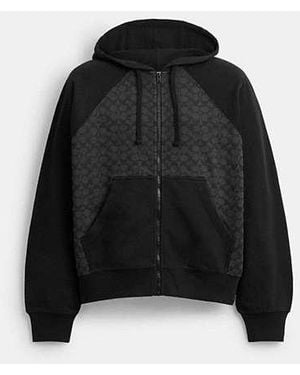 COACH Signature Full Zip Hoodie - Black