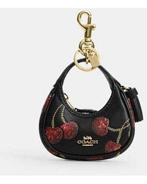 COACH Carmen Bag Charm With Cherry Print - Black