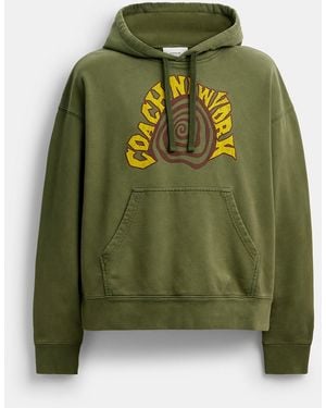 COACH Garment Dyed Spiral Hoodie - Green