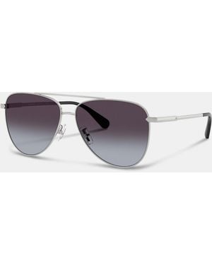 COACH C Hardware Metal Pilot Sunglasses - Metallic