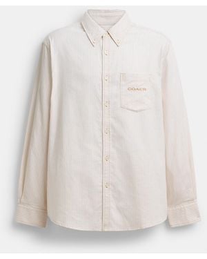 COACH Long Sleeve Button Down Shirt - White