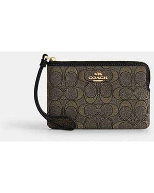 COACH Corner Zip Wristlet - Black