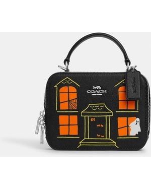 COACH Box Crossbody With Halloween Haunted House - Black