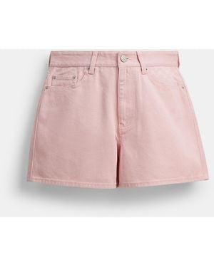 COACH Colorful Signature Denim Shorts - Pink