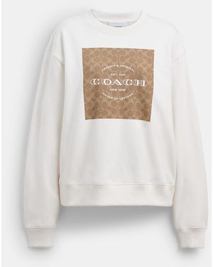 COACH Signature Square Crewneck Sweater - White